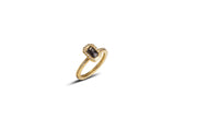 Todd Reed ring in 18 karat yellow gold ring forged and fabricated with natural black diamond(.95cts) and white brilliant cut diamonds(.04cts)